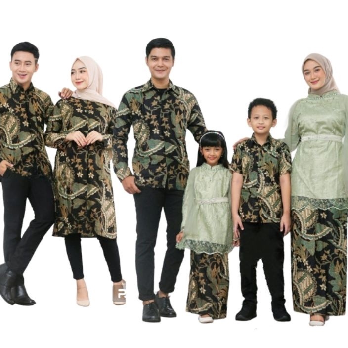 Belanja Tanpa Batas Baju Couple Kebaya batik Keluarga warna hijau sage Set Pakaian Sarimbit Brokat Seragam Big Size Jumbo Ibu bapak anak cowok cewek Moder nuntuk pesta kondangan lebaran 223