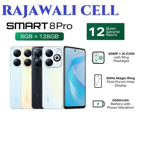 Infinix Smart 8 Pro 8/128GB- Up to 16GB Extended RAM - 6.6"