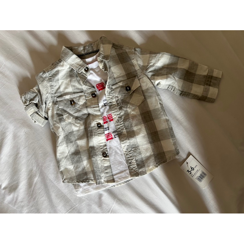 Mothercare set Kemeja Kotak-kotak London Shirt Tshirt