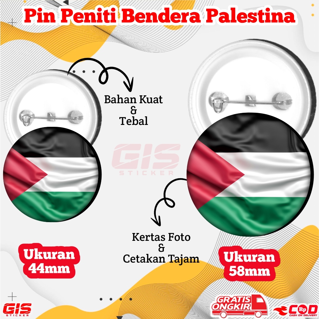 Pin Peniti Bendera Palestina Pin Bros Bendera Palestine