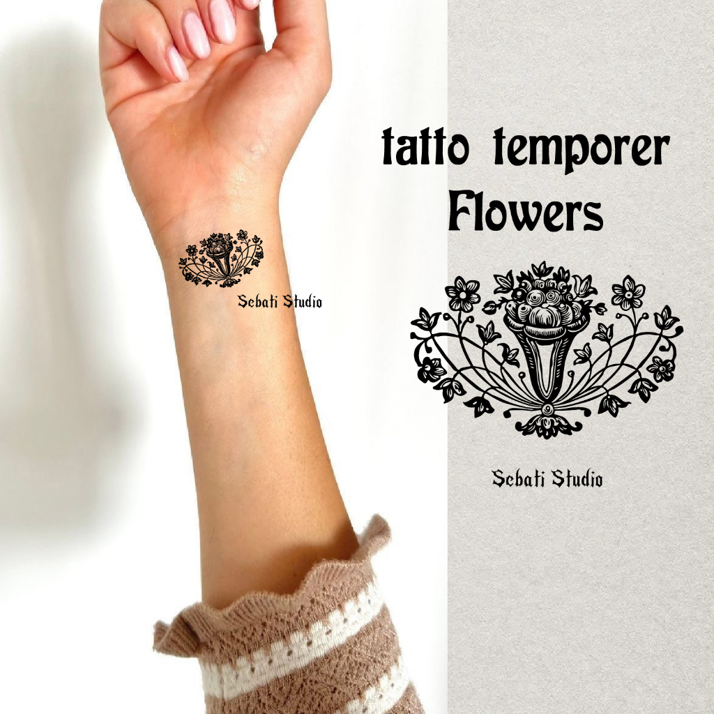 Flowers PART 1 Tattoo Temporary | Tato Temporer Tema Bunga Waterproof TAHAN AIR Sebati Studio