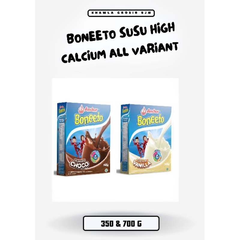 

BONEETO SUSU HIGH KALSIUM UNTUK PERTUMBUHAN ANAK CREAMY VANILA YUMMY CHOCO 350 DAN 700 GR