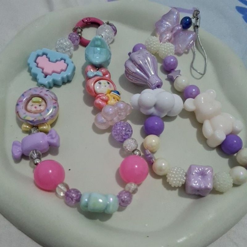 gantungan hp custom strap manik beads lucu