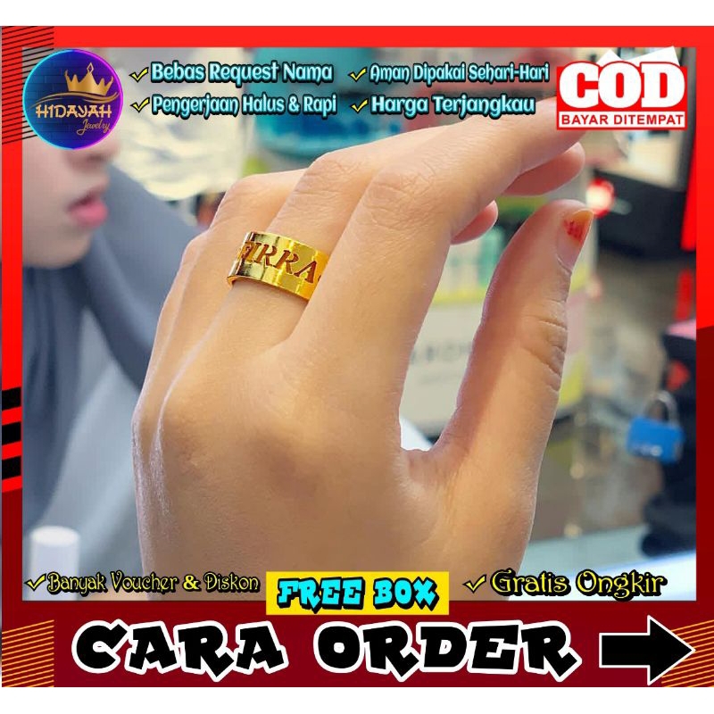 Cincin Nama Lapis Emas Anti Karat Terbaru Cincin Custom inisial Unik Trendy Kekinian Free Request Na