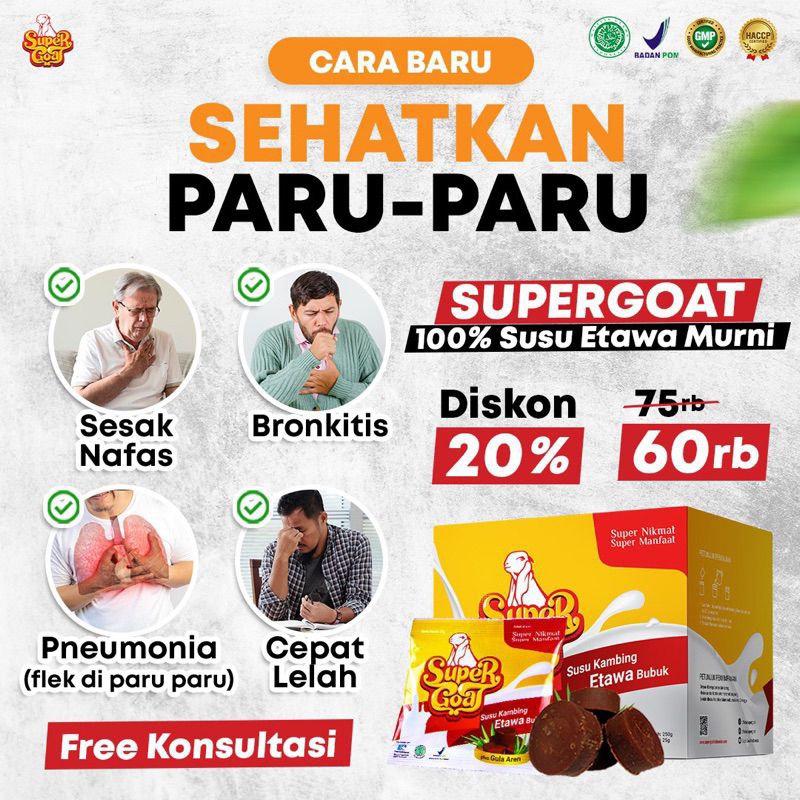 

SUSU SUPERGOAT 10 SACHET Susu Kambing Etawa Plus Gula Aren 1 Box Isi 10 Sachet