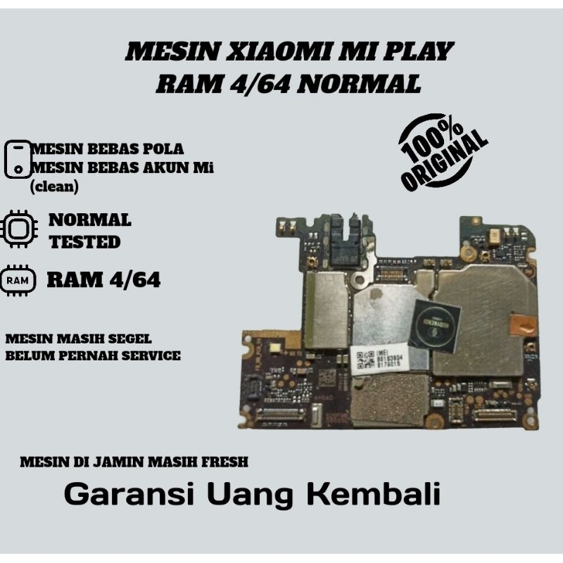 MESIN XIAOMI MI PLAY RAM 4/64 NORMAL TESTED TINGGAL PAKAI