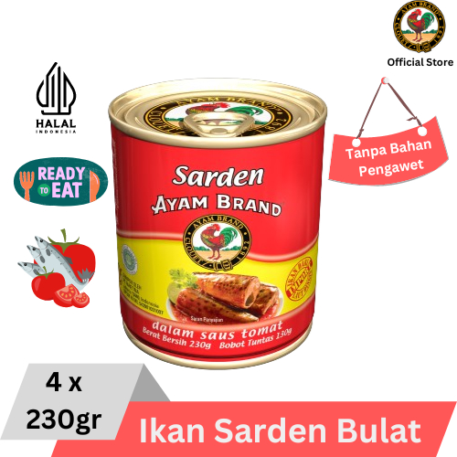 

Ayam Brand - Sarden Kaleng Saus Tomat Bulat 4 pcs 230gr