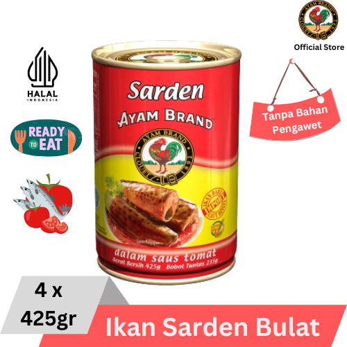 

Ayam Brand - Sarden Kaleng Saus Tomat Bulat 4 pcs 425gr