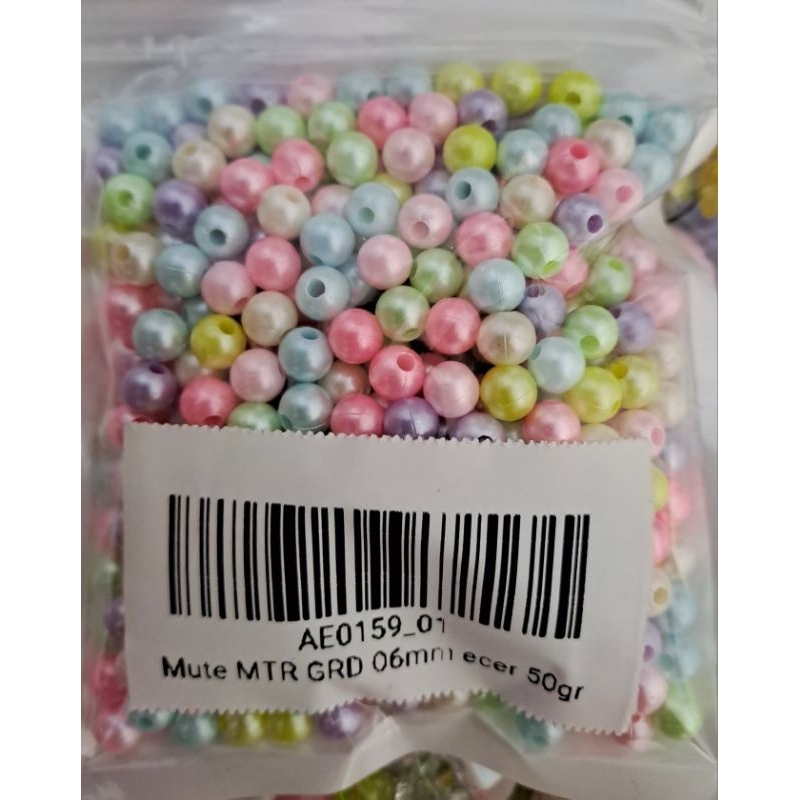 Mute manik bulat mutiara 6mm ecer 50gram(sa)