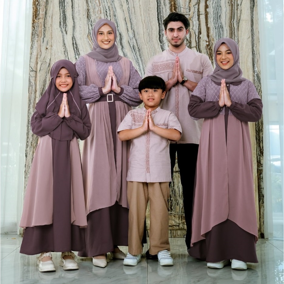 sarimbit Ameera purple / gamis ibu dan anak / baju muslim / gamis keluarga / dress wanita / baju mus