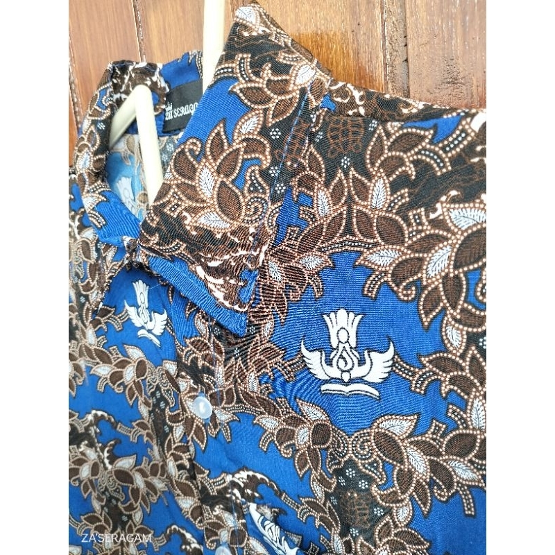 Batik SMP/Seragam Batik Sekolah SMP/Batik SMP Motif penyu Biru