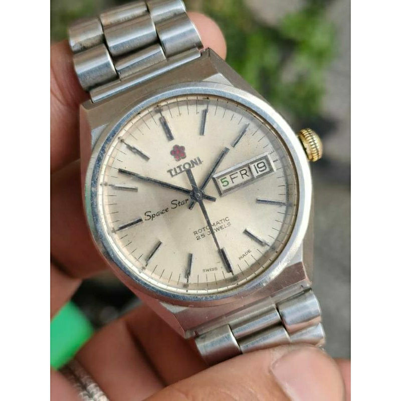 Jam Tangan Vintage Titoni Space Star Automatic 25 Jewels Original