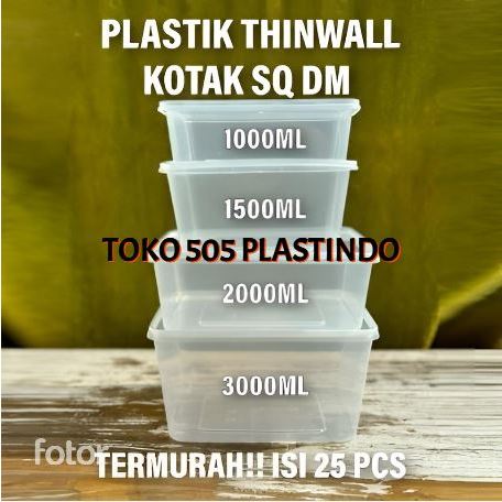 Thinwall Square Kotak Makan ISI 25 PCS Plastik Persegi BESAR 1000ML 1500ML 2000ML 3000ML THINWALL BO