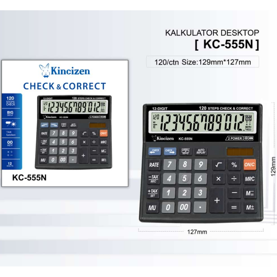 

Kalkulator Merk New Kincizen KC-555N MEJA DAGANG COMPACT 12 DIGIT AWET LIKE KARCE BERKUALITAS CHECK CEK ULANG KC 555