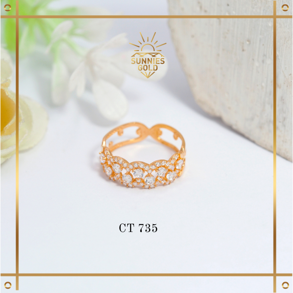 CINCIN MEWAH EMAS ASLI KADAR 300 DAN 375 CINCIN WANITA ELEGANT CT 735