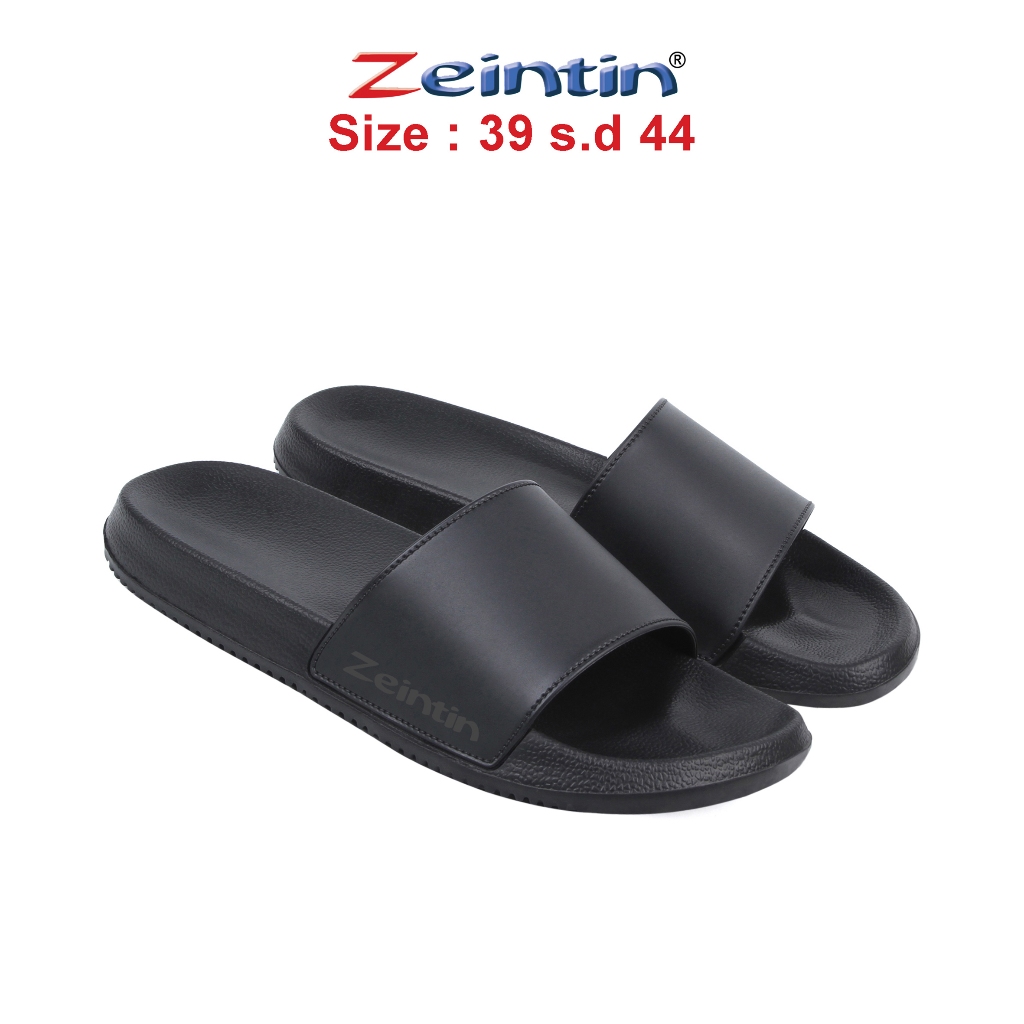 Zeintin - Sandal Slide Pria Sandal Slip On Full Karet Sendal Pria Hitam Full Injek PR