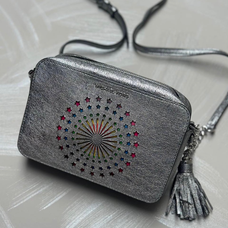 Original Michael Kors MK Ginny Medium Camera Leather Crossbody Bag