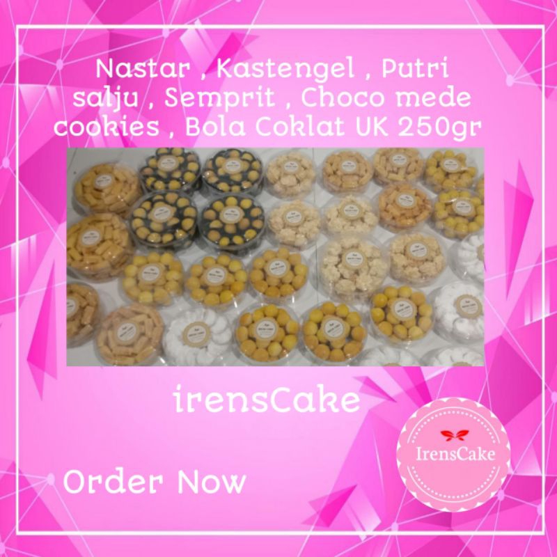 

Nastar , kastengel , putri salju , semprit , Bola coklat ukuran toples kecil