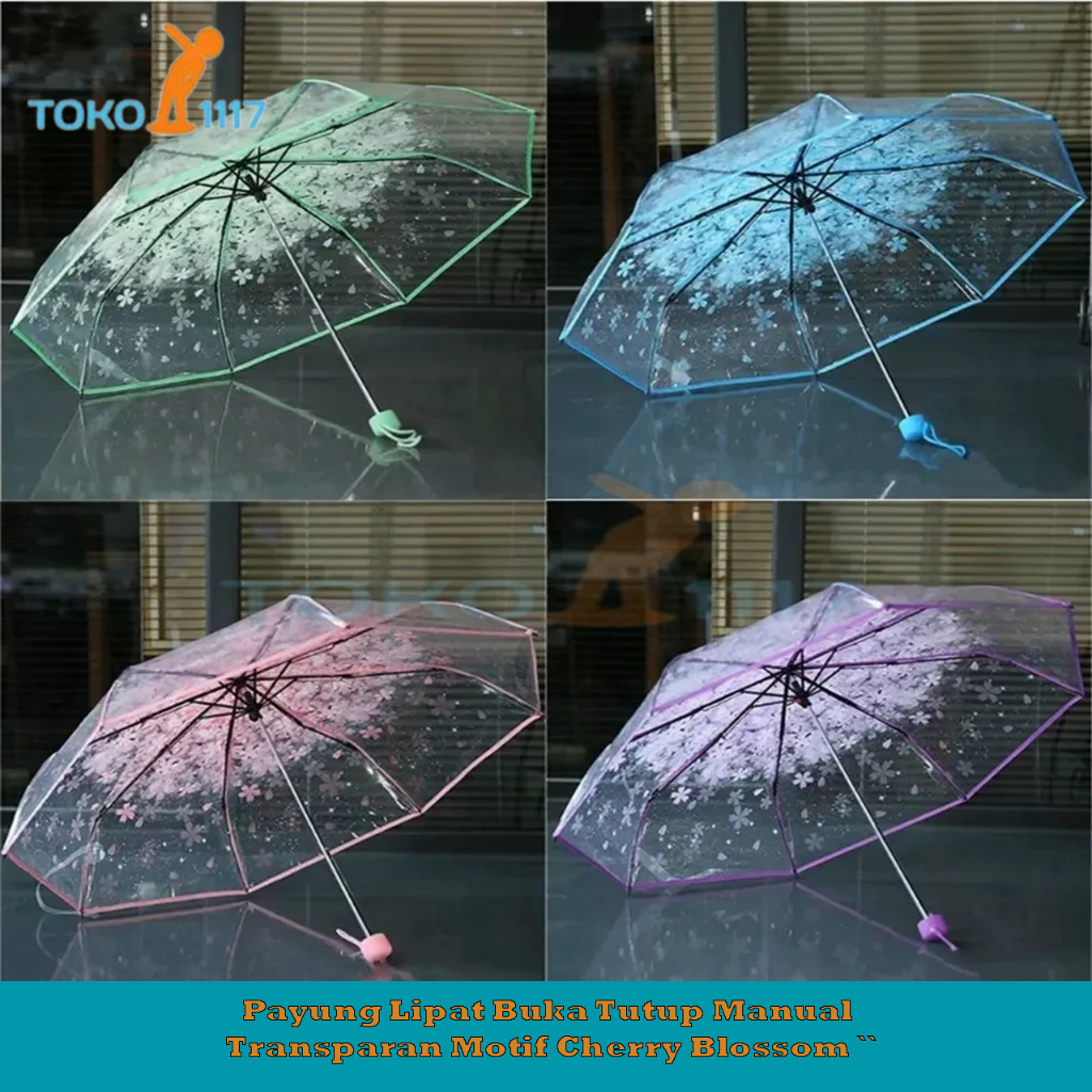 TOKO 1117  Payung Transparan Bening Polos Warna Warni Korea Jepang Style Payung Tongkat Bening Trans