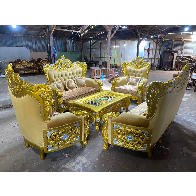 Sofa Kursi Tamu Bellagio/Sofa Sultan Belagio Jati Sofa Mewah Ukiran Jepara/Kursi Sofa Sultan Premium