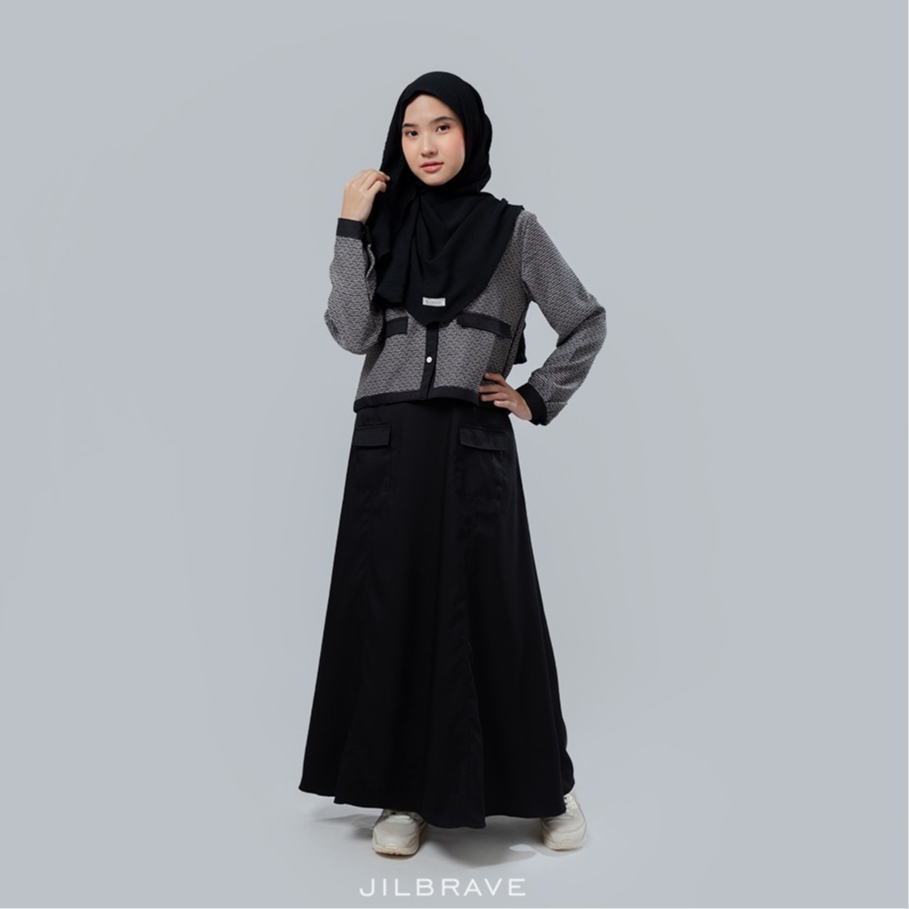 Aureen Dress by JILBRAVE | Gamis dengan Outer Blazer Tweed | Modest Smart Casual Korean Style Dress