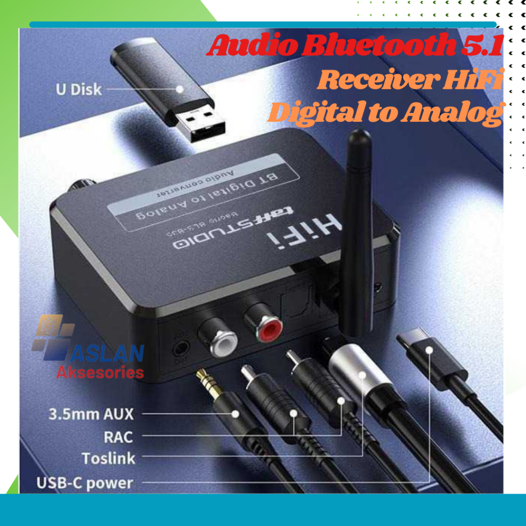 TaffSTUDIO DAC Audio Bluetooth 5.1 Receiver HiFi Digital to Analog - BLS-B35 ampli mini bluetooth am