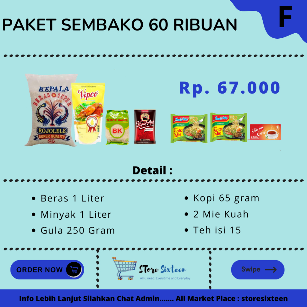 

Paket Sembako Murah 60 Ribuan F / Paket Sembako Murah