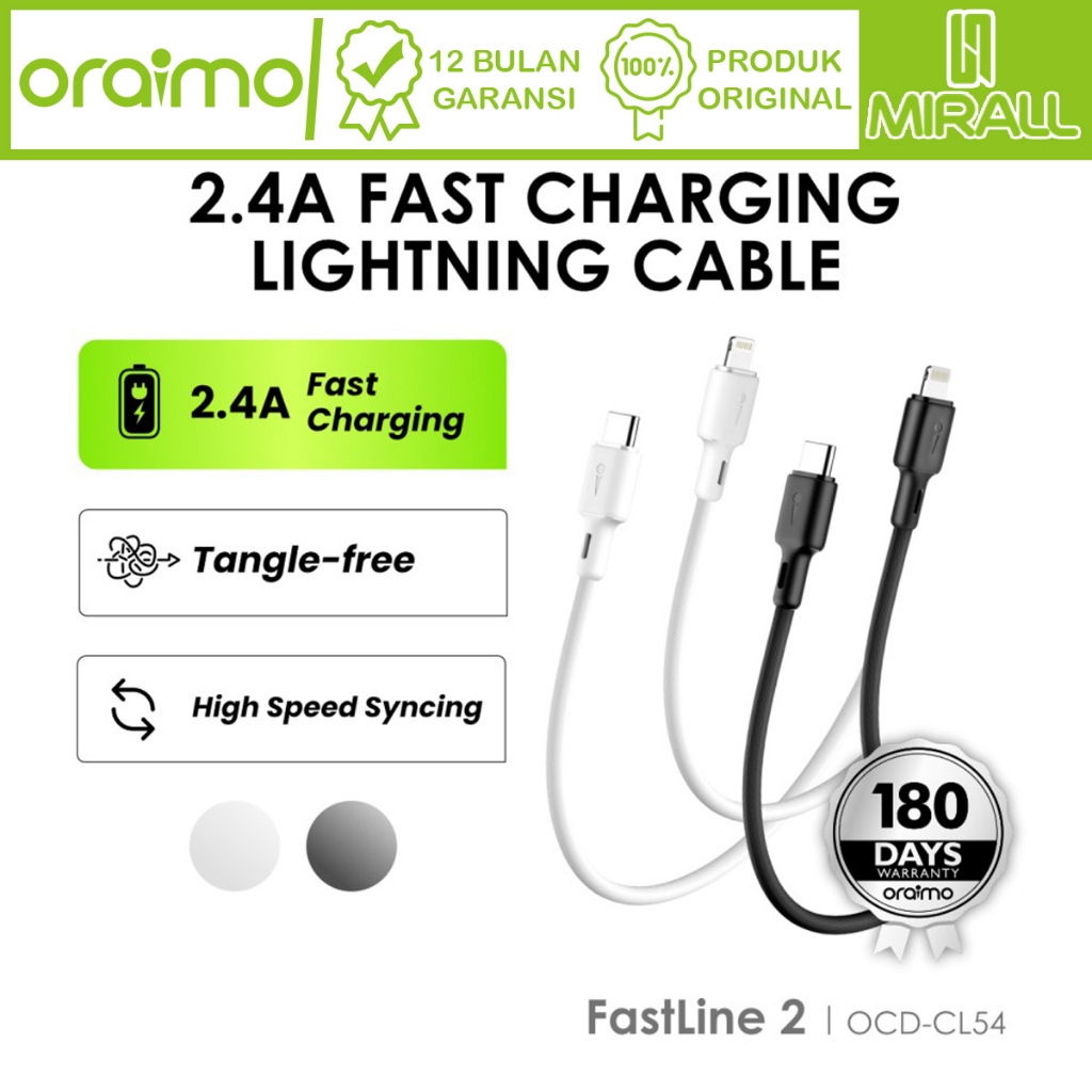 Oraimo Kabel Data Cable Fastline 2 Type-C to Lightning 1M OCD-CL54 Original