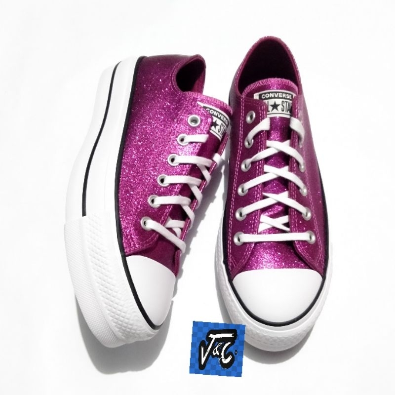 Converse Chuck Taylor All Star Lift Platform Glitter Sparkle Party Ox