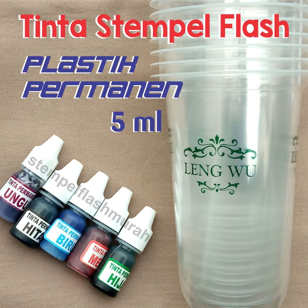 

tinta stempel plastik permanen 5ml cup gelas STEMPEL FLASH bukan RUNAFLEK KAYU permanent ink cup ORIGINAL