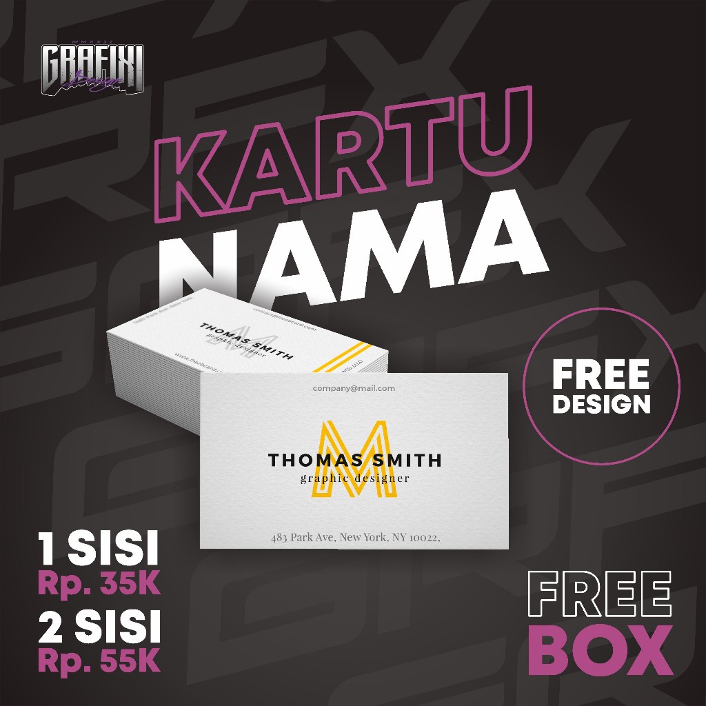 

KARTU NAMA 1 SISI & 2 SISI CUSTOM DESIGN + FREE BOX