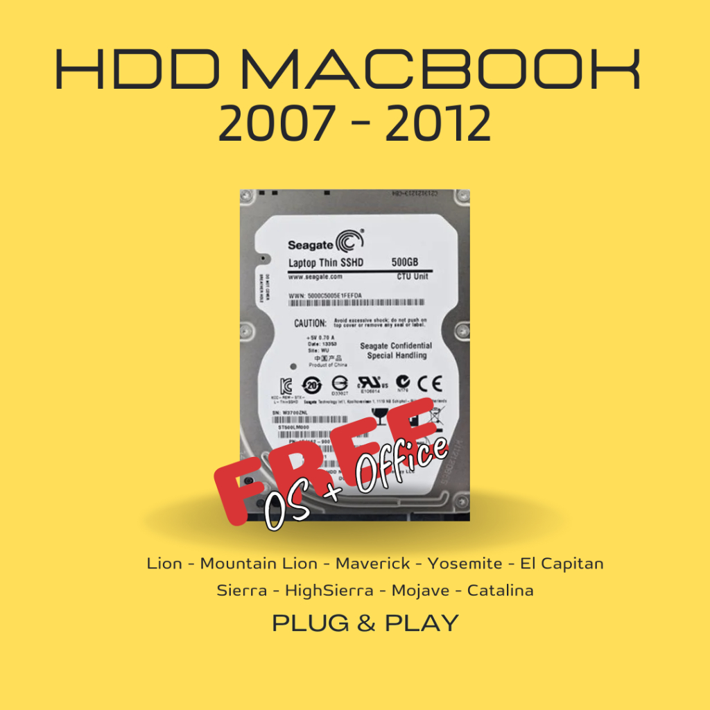 HDD MACBOOK 2007 - 2012 FREE OS PLUG AND PLAY SIAP PAKAI, HARDDISK MACBOOK SIAP PAKAI PRAKTIS