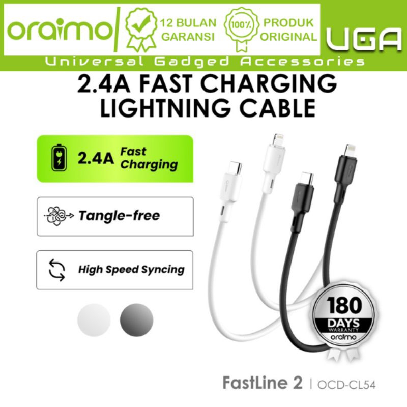 Kabel Data Oraimo Data Cable Fastline 2 Type-C to Lightning 1M OCD-CL54 Original