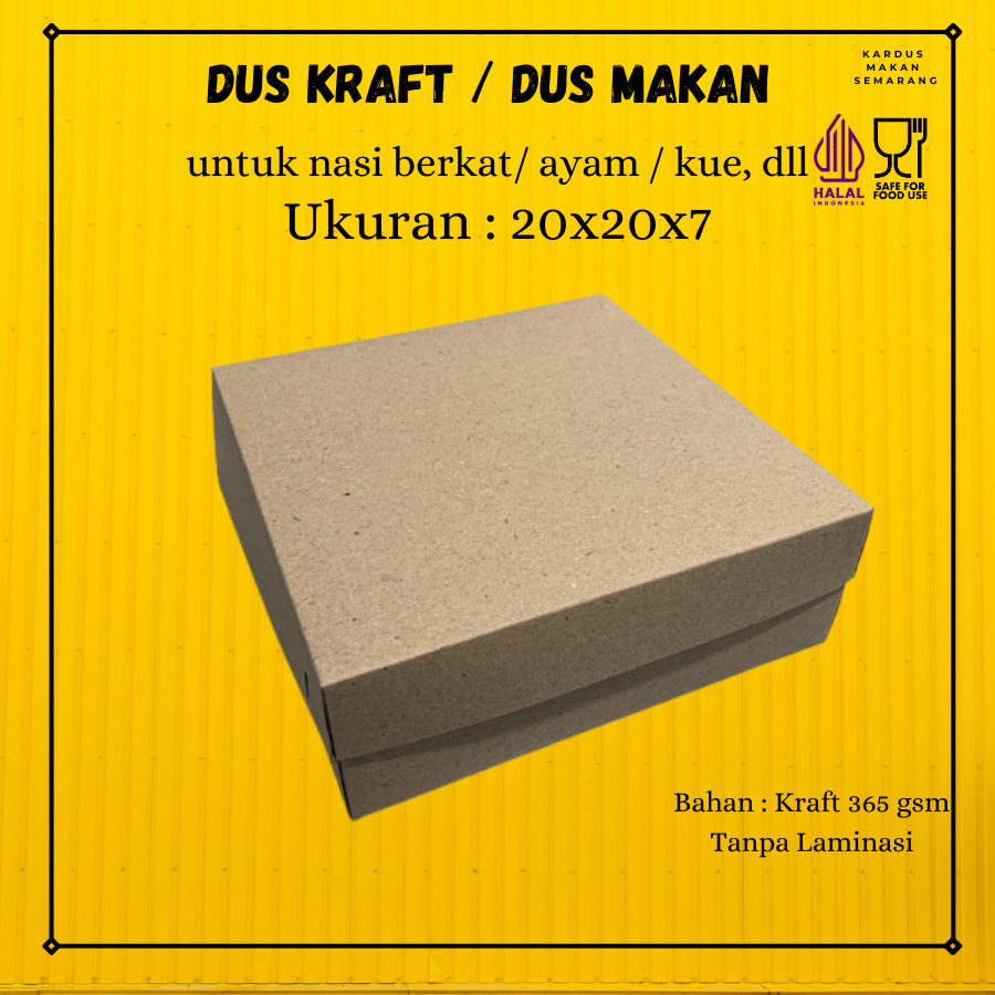 

Dus Kraft GS 20x20x7 365 gsm Tanpa Laminasi / Dus Makan 20 x 20 x 7 - Dus Roti - Dus Nasi Berkat - Dus Ayam - Dus Kue