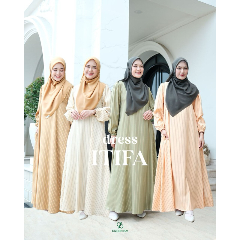 Itifa Dress Gamis Motif Salur by Greenism