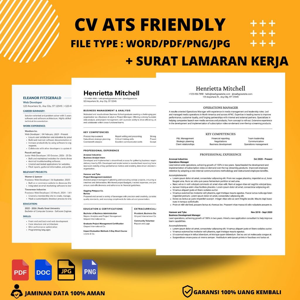 JASA DESAIN CV + SURAT LAMARAN KERJA | JASA PEMBUATAN CV | CV ATS FRIENDLY | CV FRESH GRADUATE | CV 