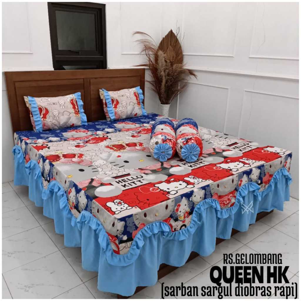 Model Terbaru Best Seller Sprei Rumbai Susun Gelombang Murah Size King No. 1 180x200 Sprei Rumbai Su