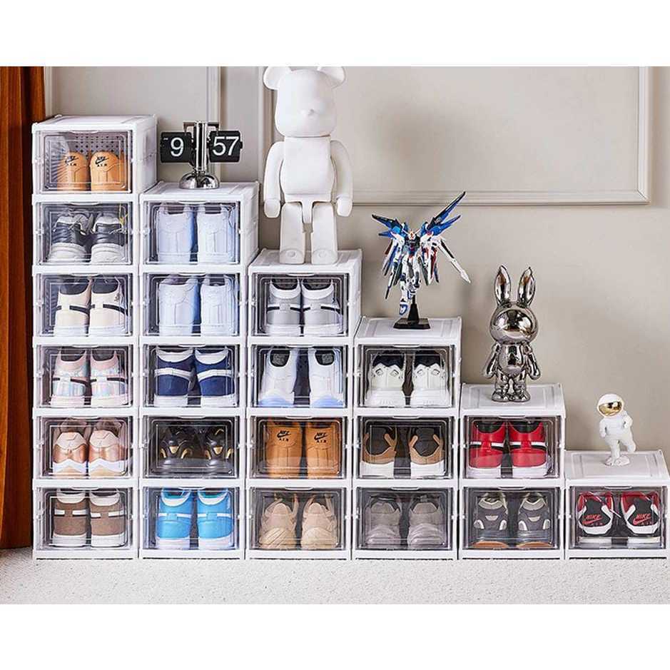 Rak Sepatu Plastik/Rak Sepatu Susun Kotak/Rak Sepatu Susun Tertutup Kotak Sepatu