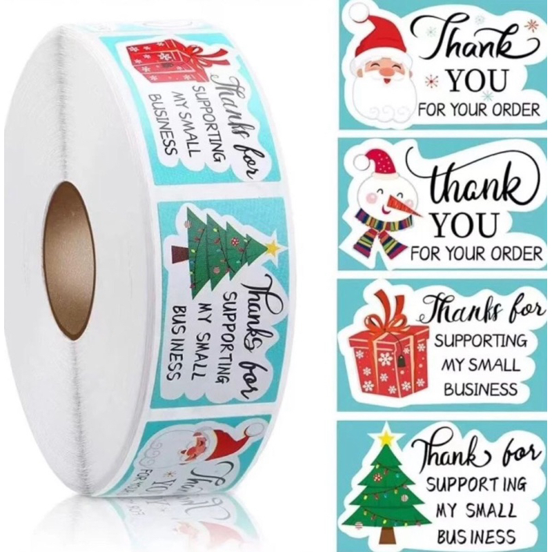 

Roll 500pcs sticker thankyou 4x2.5cm stiker terimakasih kaleng toples hampers