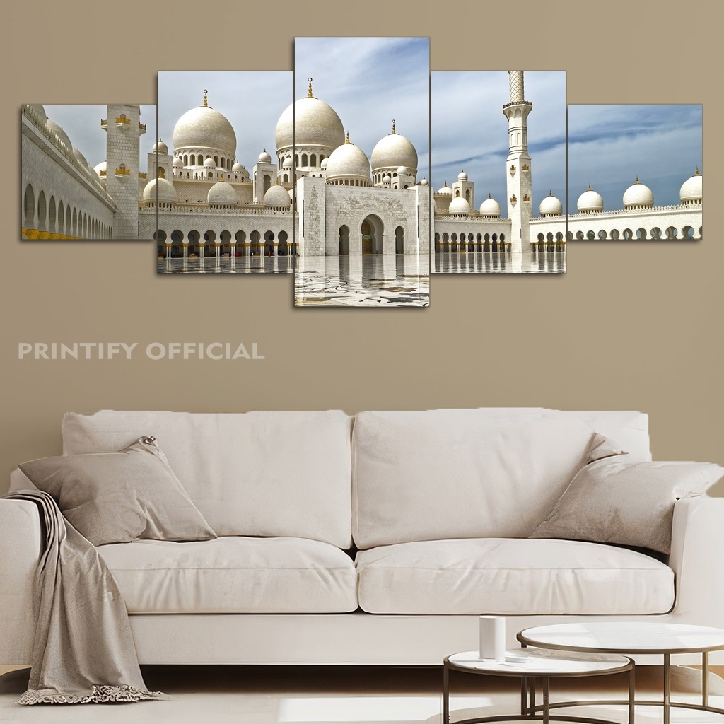 Hiasan Dinding Muslim Masjid Makkah Madinah 100X40 Multi Panel | Printify Official| Hiasan Kamar Kaa