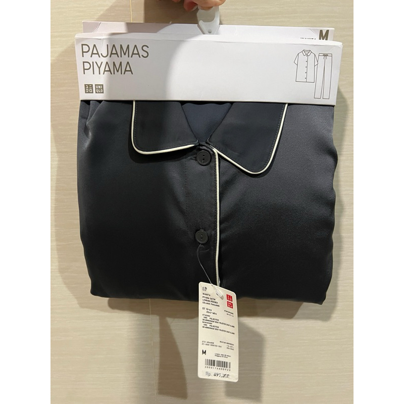 Piyama Satin Lengan Pendek - UNIQLO Satin Pajamas (07 GRAY)
