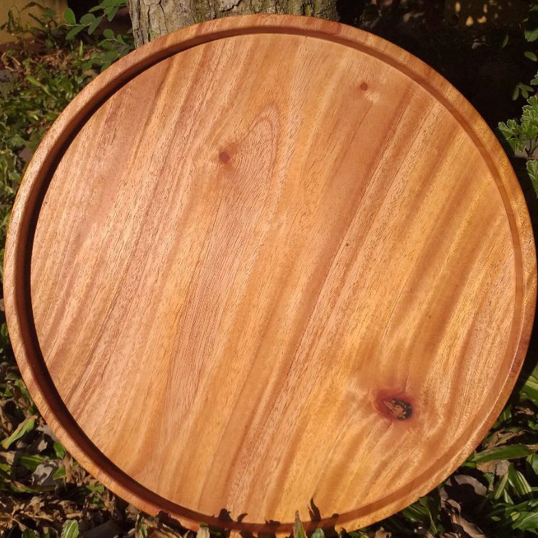 ART U82G nampan kayu bulat 25cm mahoni