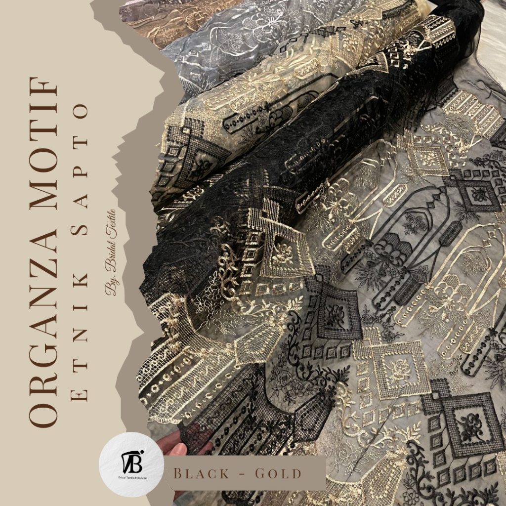 Tile Tulle Tille Organza Organdi Bordir Premium Etnik Sapto Motif Sumba Bahan Kain Brokat Abaya