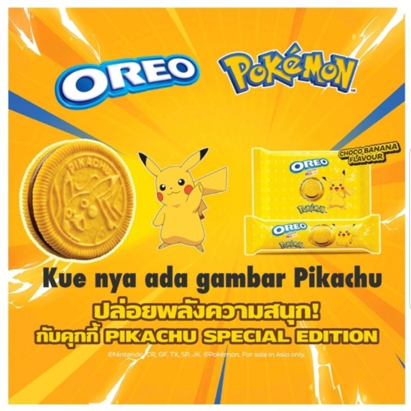 

OREO x POKEMON PIKACHU CHOCO BANANA 165G EXP 30 DES 2024