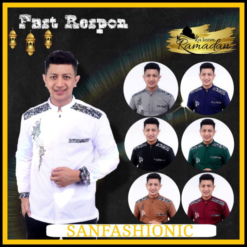 Baju koko batik lengan panjang pria dewasa / baju koko lengan panjang pria