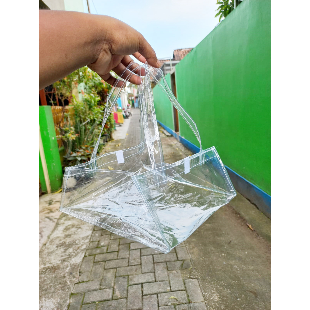 

27x10x27 Tas PVC Pacel Lebaran Custom / Tas Transparan Custom Lebaran / Tas Mika Custom Lebaran / Tas Souvenir Lebaran