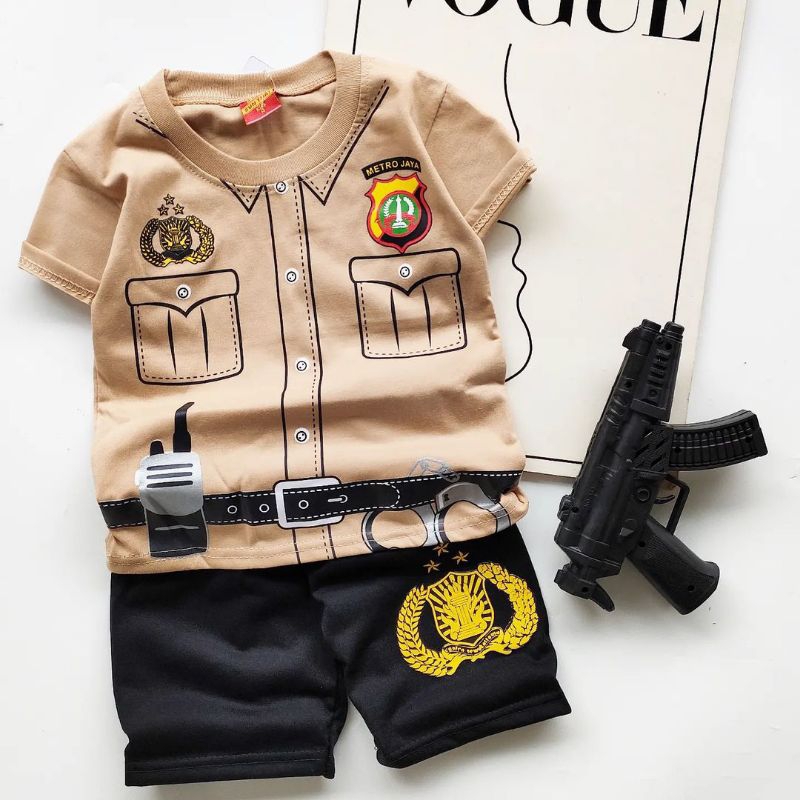 BAJU KOSTUM POLISI ANAK COWOK SETELAN SERAGAM POLISI ANAK LAKILAKI  UNTUK USIA 1-10TAHUN