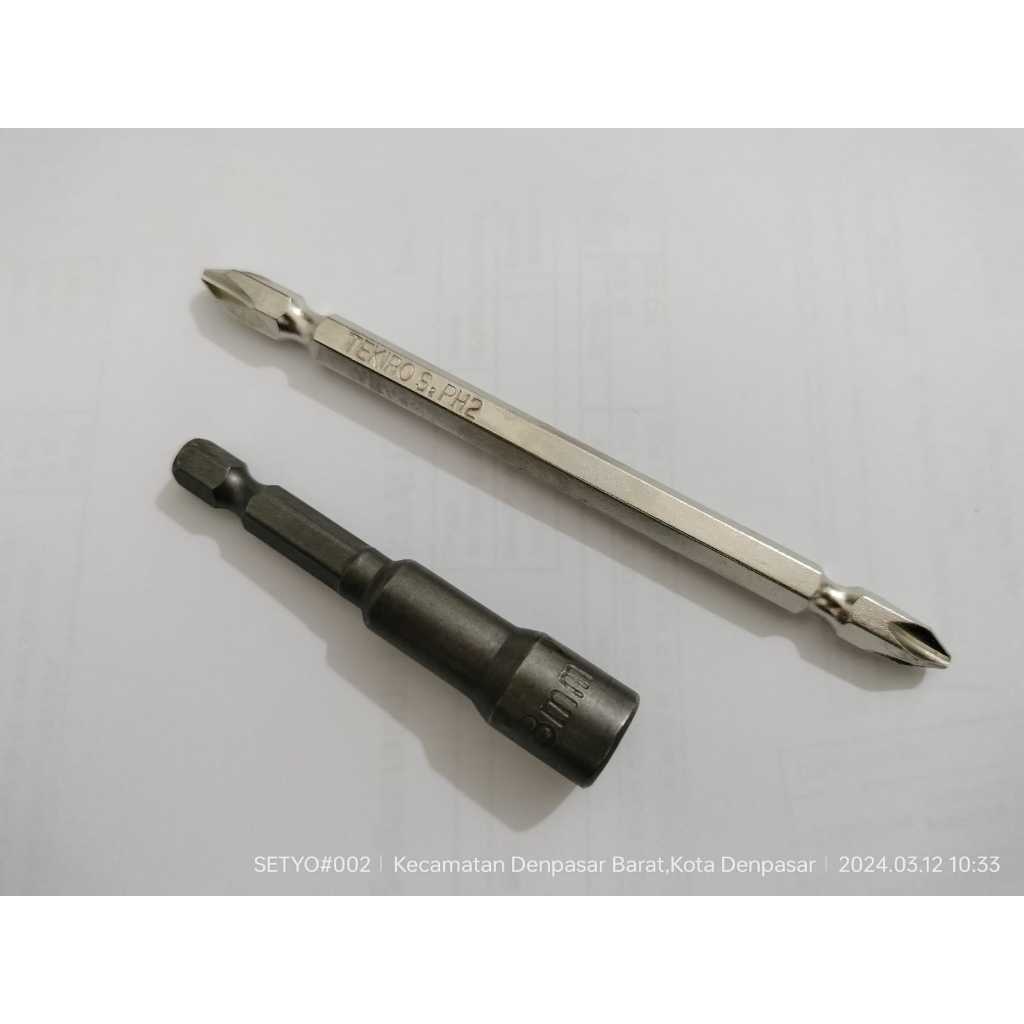 PAKET 2 PCS TEKIRO Mata Obeng Angin Ph2 x 110mm Plus (+) Ujung Magnet Dan IWA Mata Roffing Hex Nut 8