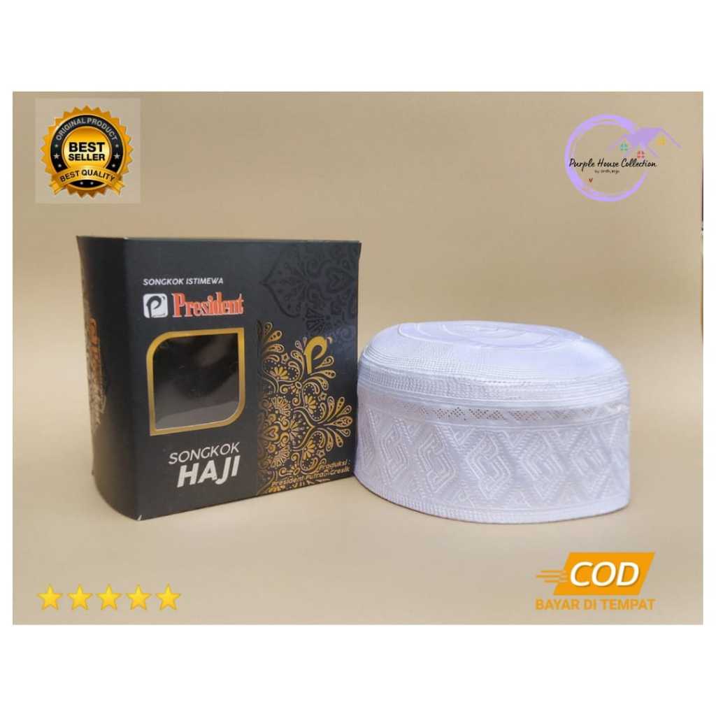 Peci Haji Peci Putih President Kopiah Songkok Haji Putih Motif Lamba Laser Original Best Quality
