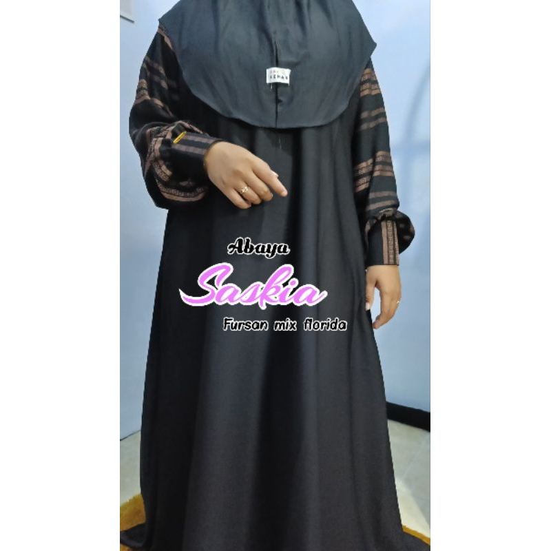 ABAYA SASKIA/ GAMIS HITAM FURSAN TEMBORO